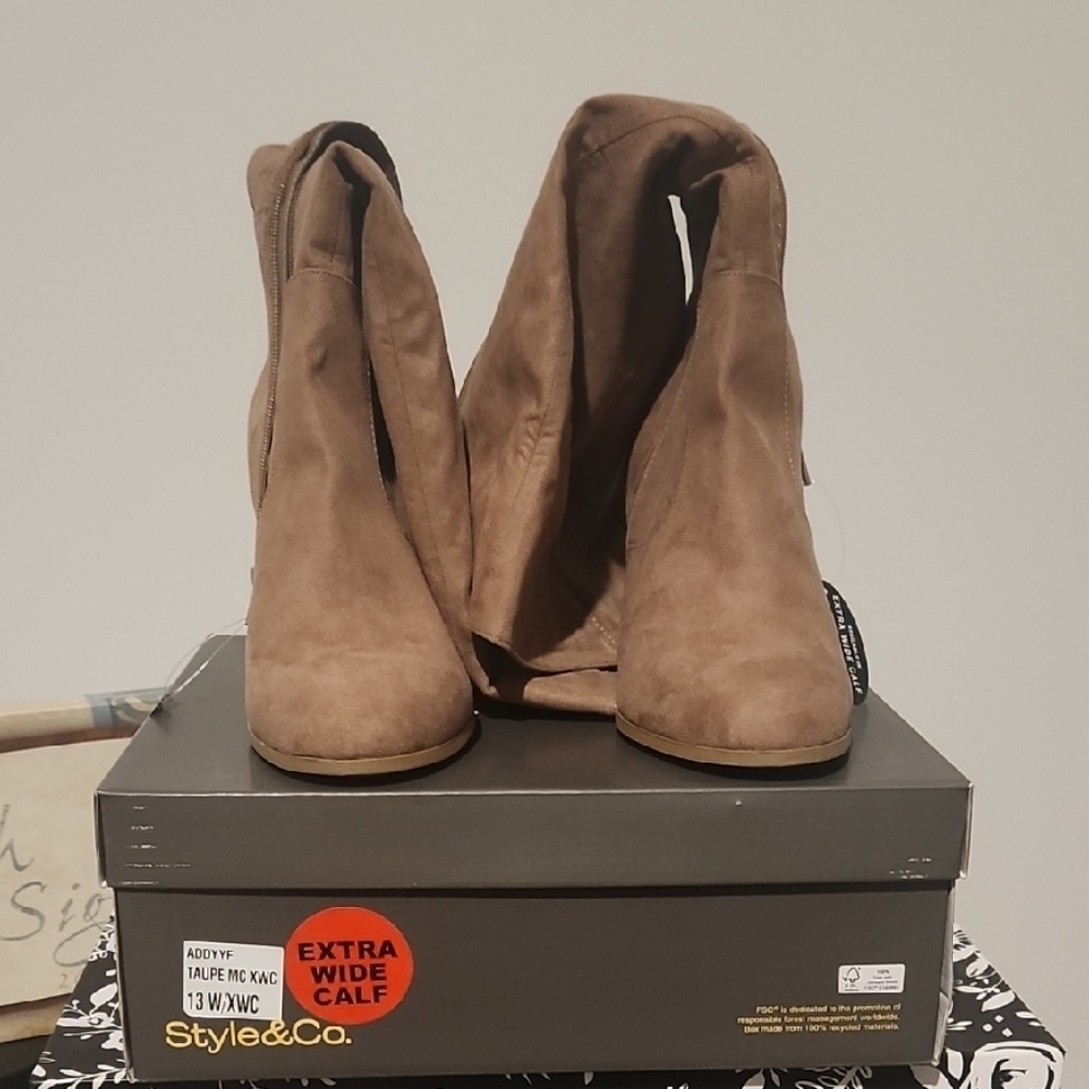 Style & Co. Tan Suede Booties